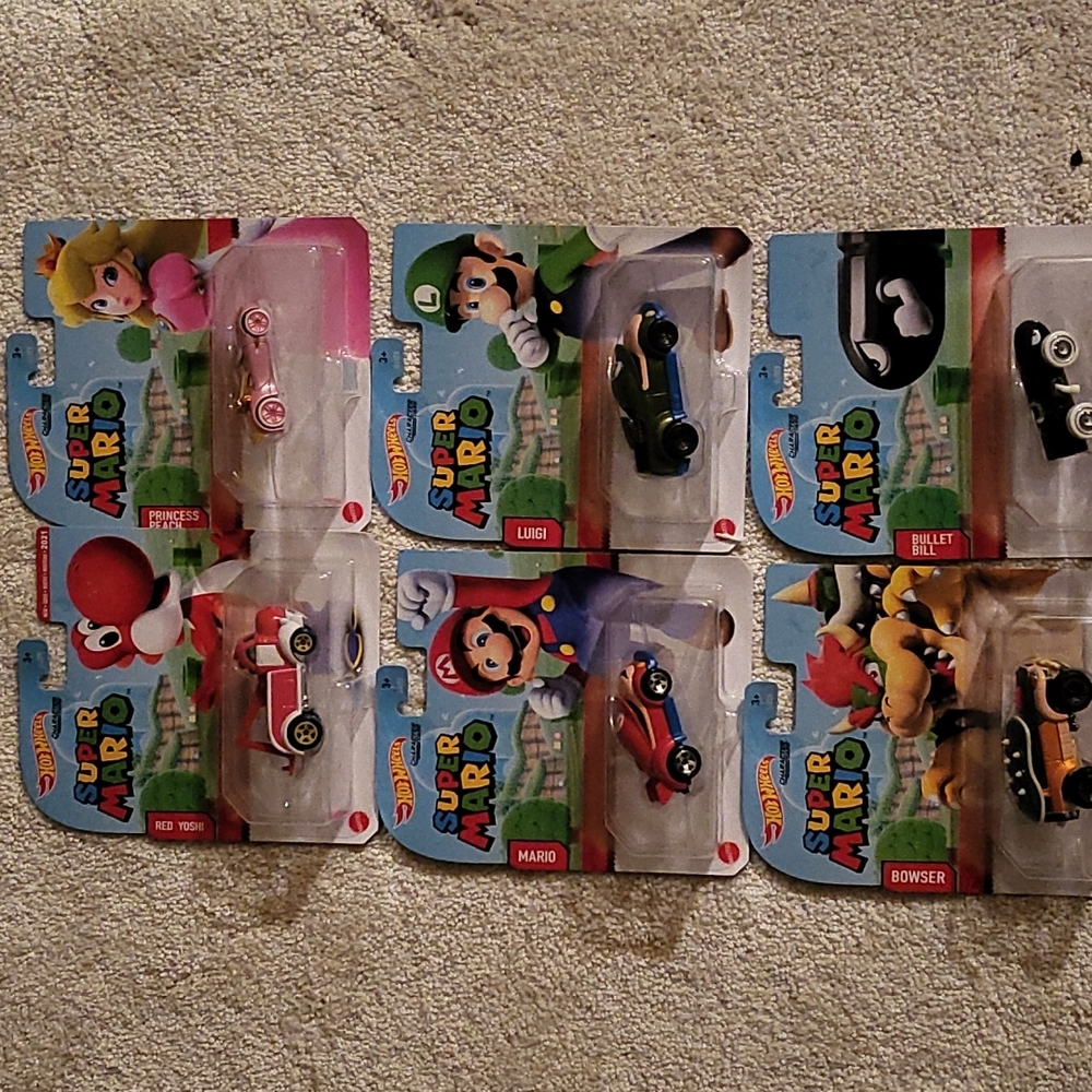 Nintendo Super Mario World Hotwheels. Complete 2021 Set of Six.